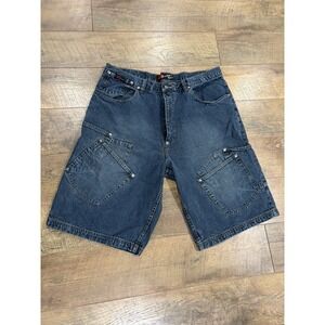 Vintage Y2k Brooklyn Xpress Baggy Jorts Jean Shorts 36 Blue Denim Hip-Hop